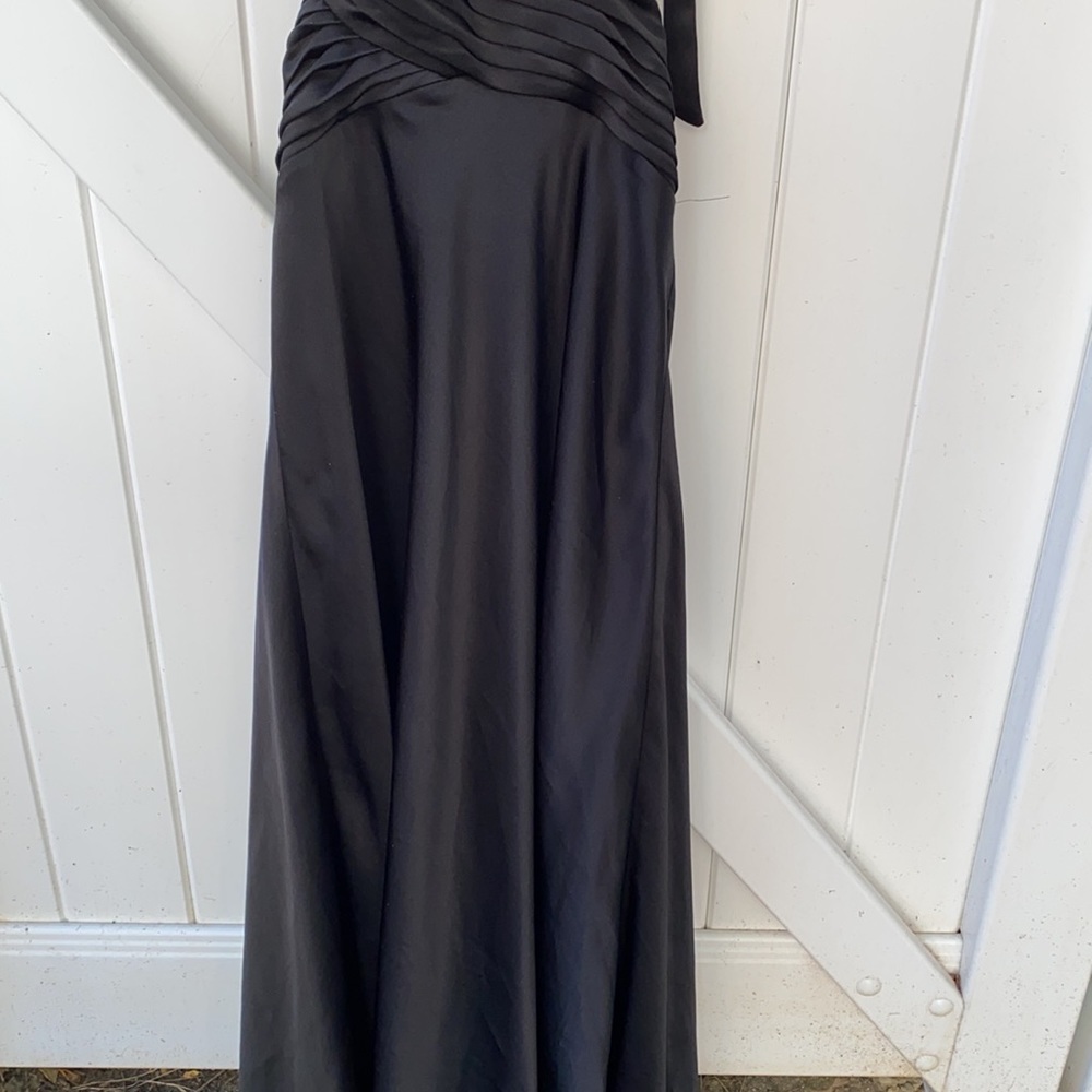 BCBGMaxAzria Black Halter Satin Evening Dress - Picture 2 of 7
